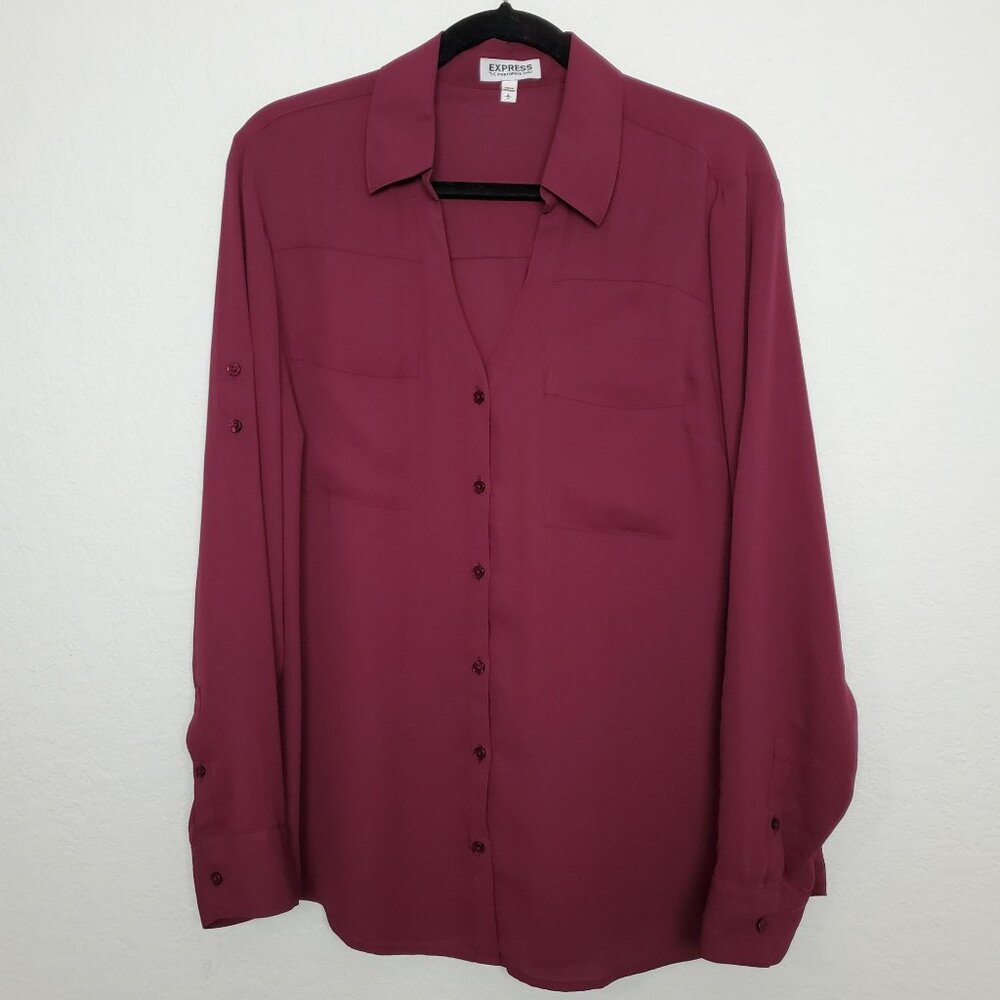 Express Women's Button-Down Shirt in Deep Berry
